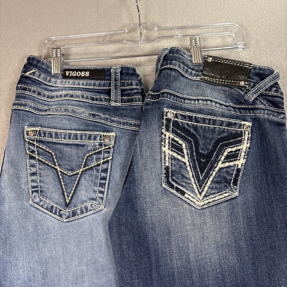 Vigoss Jean Women 9/10 Blue The Chelsea Capri Low Rise Whiskering Lot of 2
